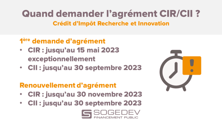 Date demande agrément cir cii 2023